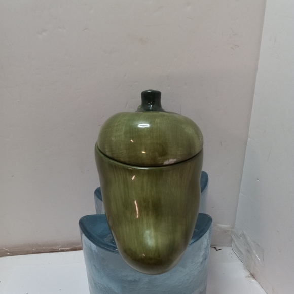 SERVER 3 Pc Condiment  Jalapeño Pepper  Porcelian Ceramic Pottery Green Element - Picture 2 of 6